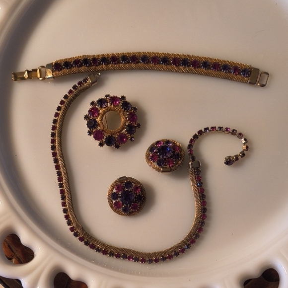 Albert Weiss Vintage Gold and Purple 5pc Glam Set - Picture 3 of 7